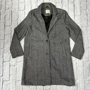 Hyped Unicorn Black and White Herringbone Trench Coat